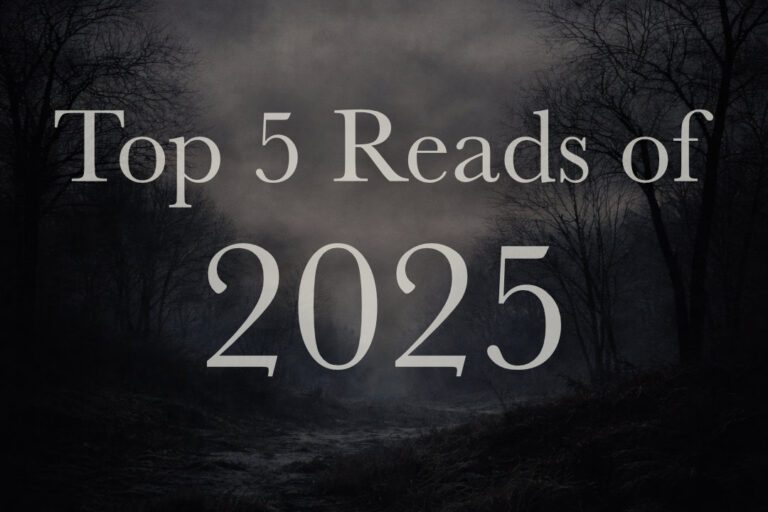 Top 5 Reads of 2025 text over dark misty forest background